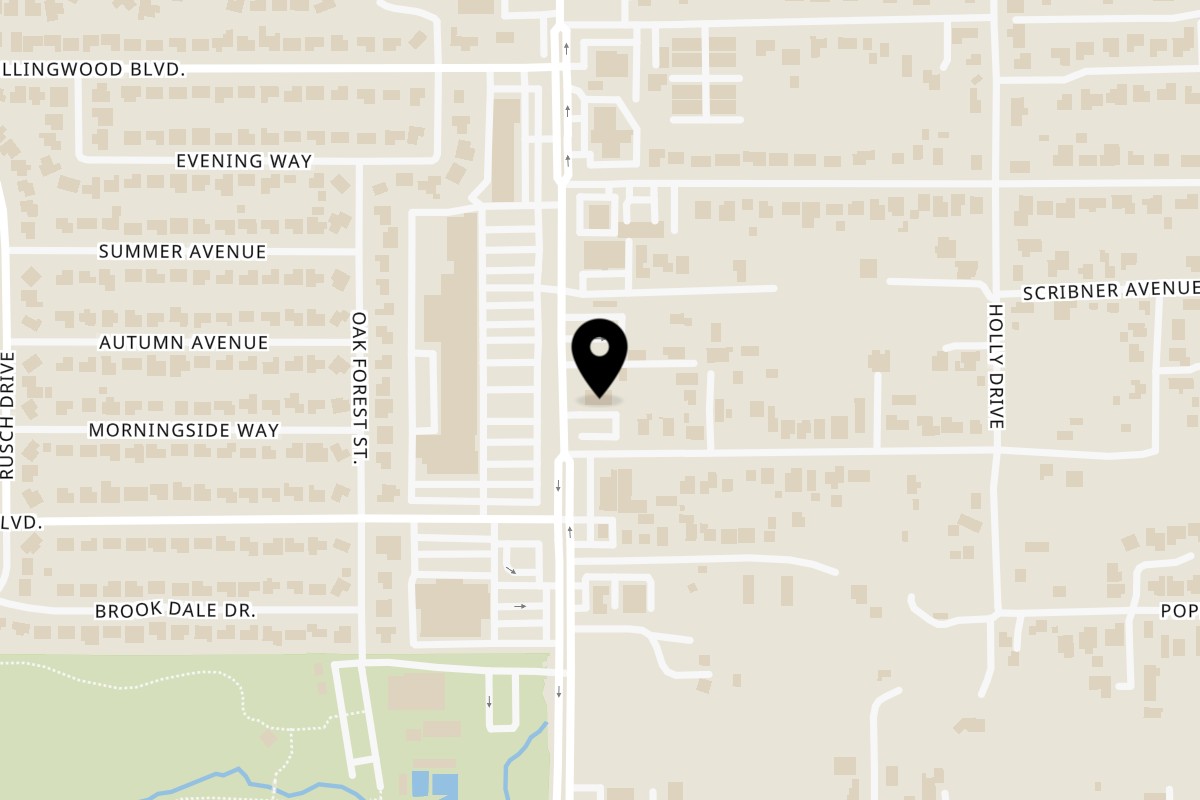 Map showing the location of Kely's Crepes & Burgers on 8000 Auburn Blvd in Citrus Heights
